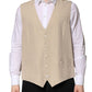 Dolce & Gabbana Beige Linen Dress Formal Men Waistcoat Vest