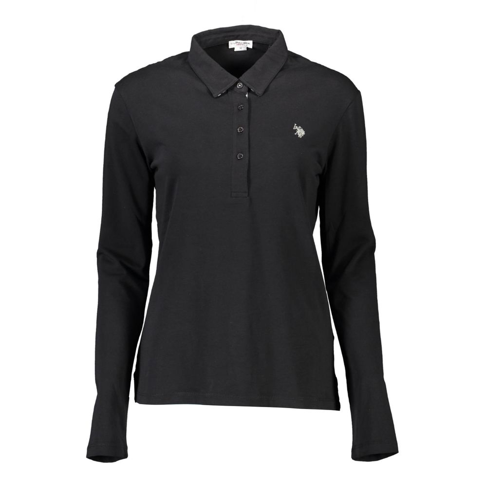 Black Cotton Women Polo Shirt