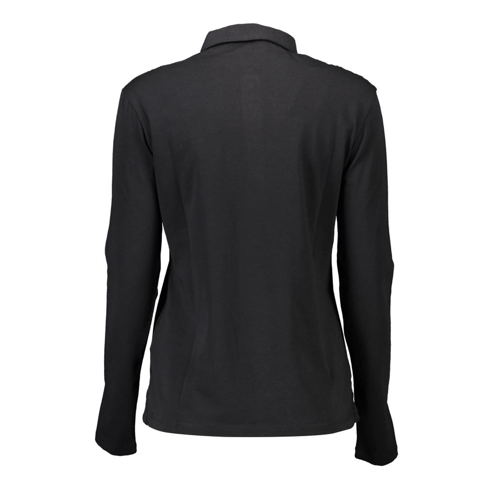 Black Cotton Women Polo Shirt