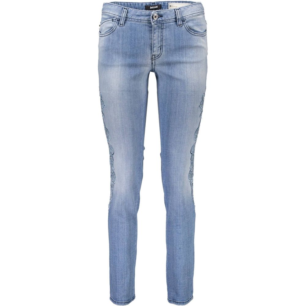 Jeans da donna in cotone azzurro