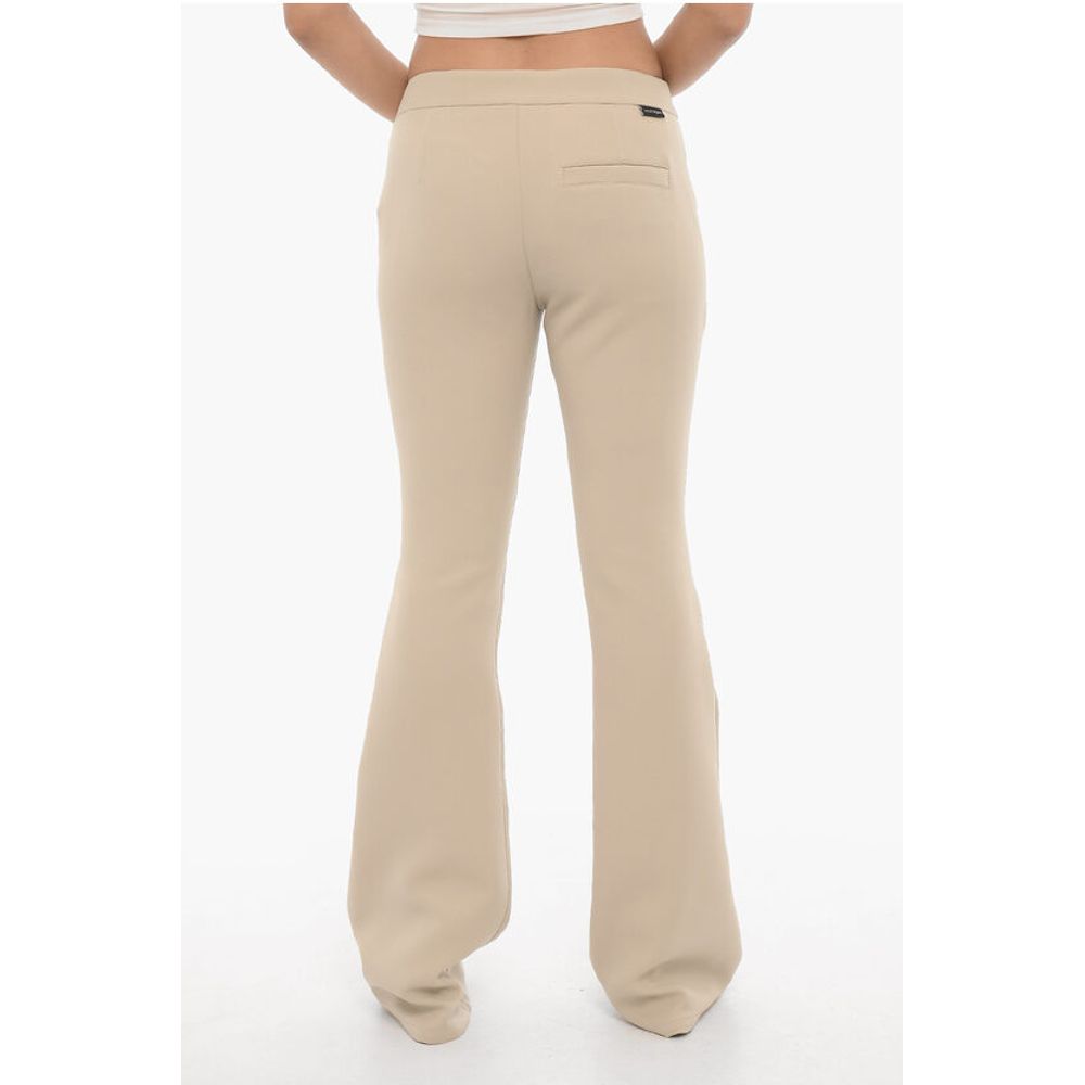 Solid Color Twill Flared Pants