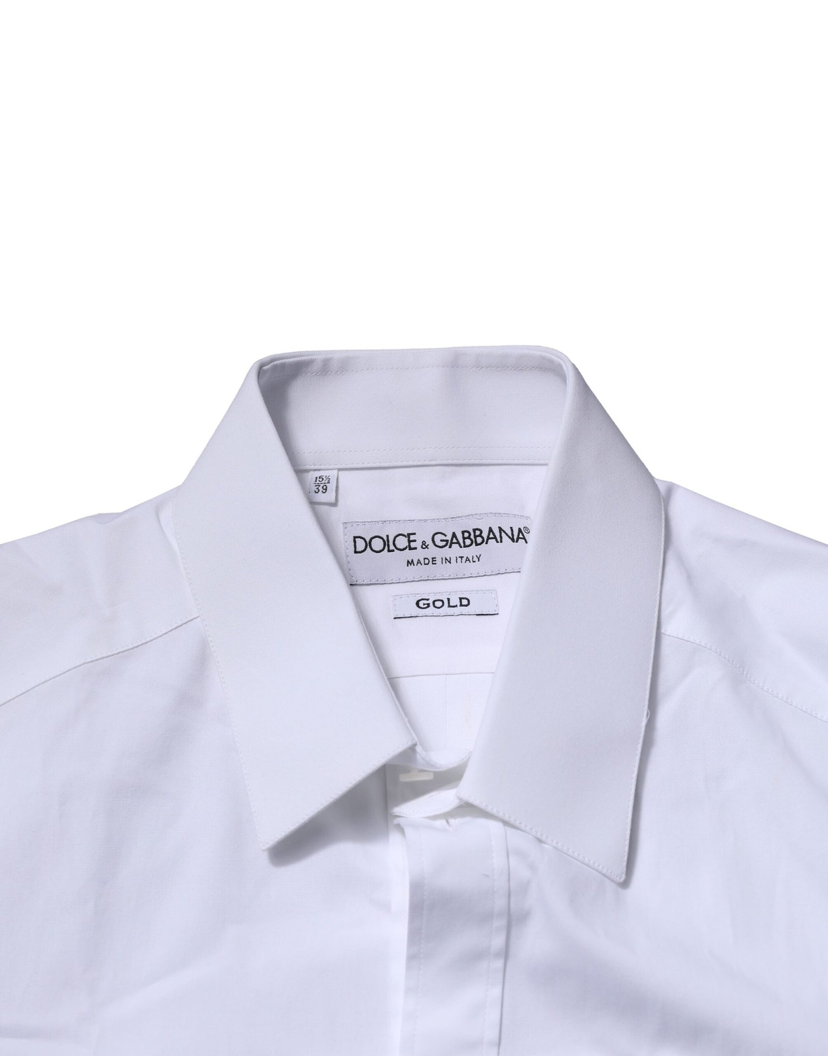 Dolce & Gabbana White Cotton GOLD Long Sleeves Formal Shirt