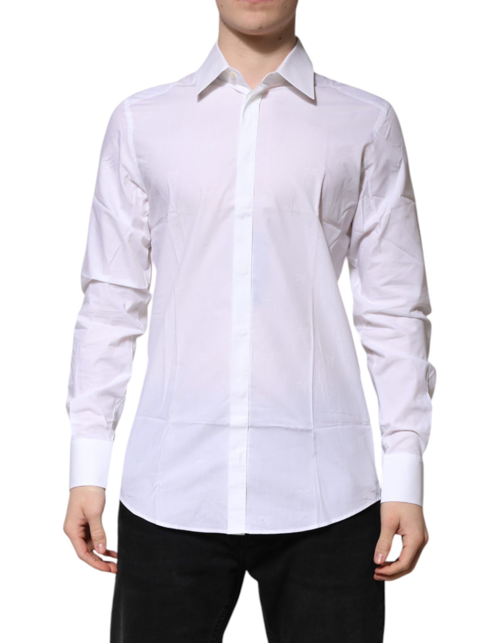 Dolce & Gabbana White Cotton GOLD Long Sleeves Formal Shirt