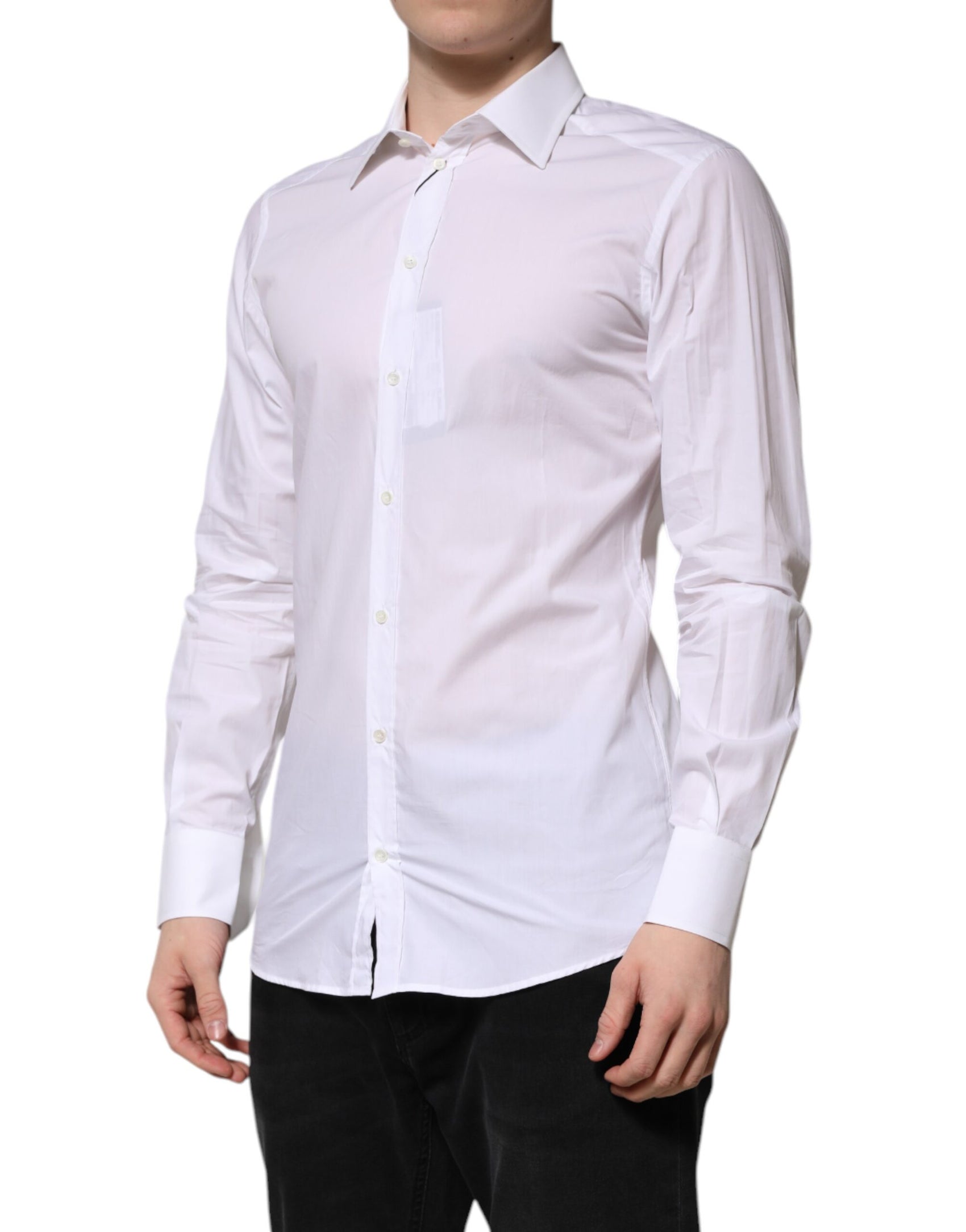 Dolce & Gabbana White GOLD Long Sleeves Dress Formal Shirt
