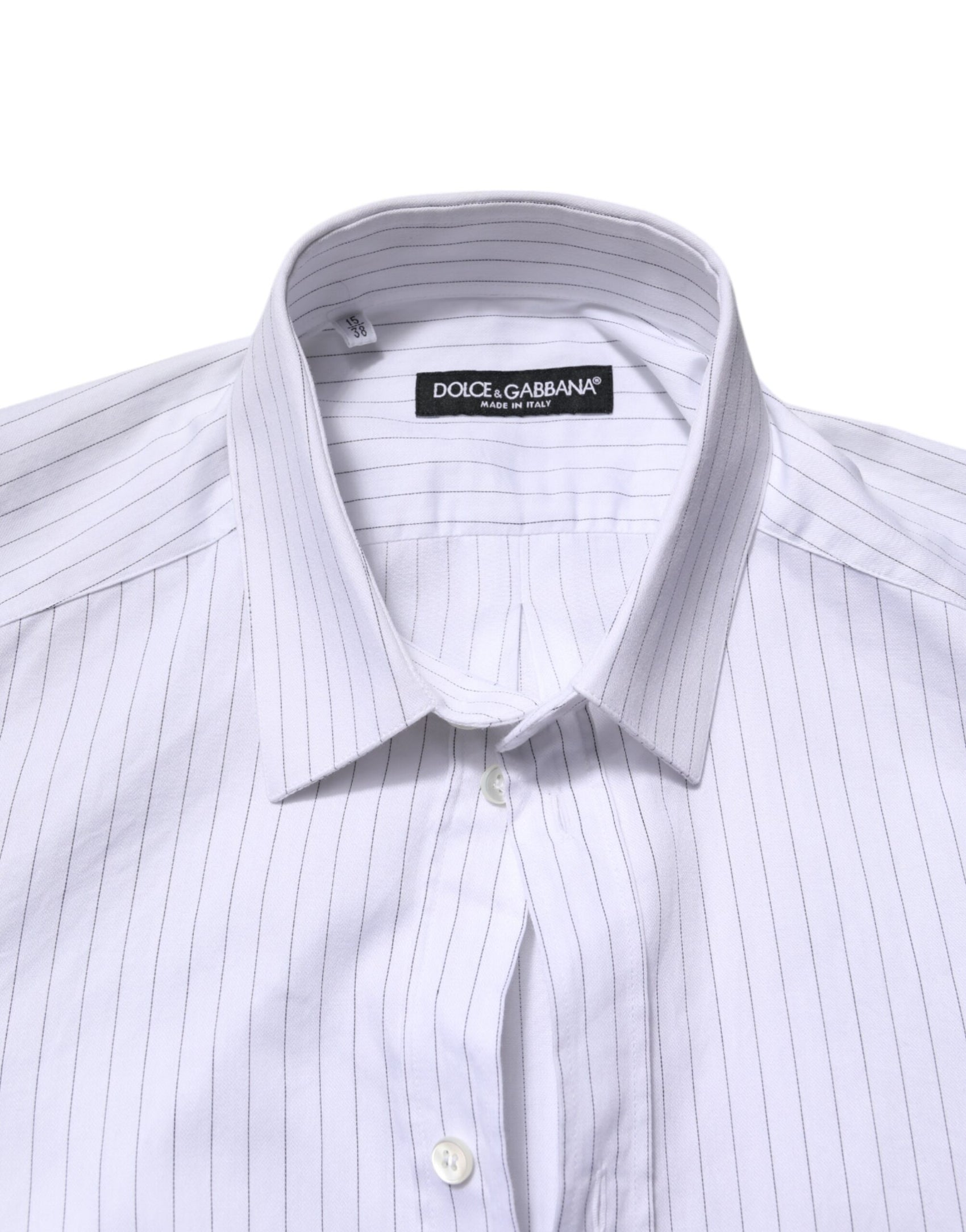 Dolce & Gabbana White Stripes Cotton Long Sleeve Formal Shirt