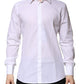 Dolce & Gabbana White GOLD Cotton Long Sleeves Men Formal Shirt