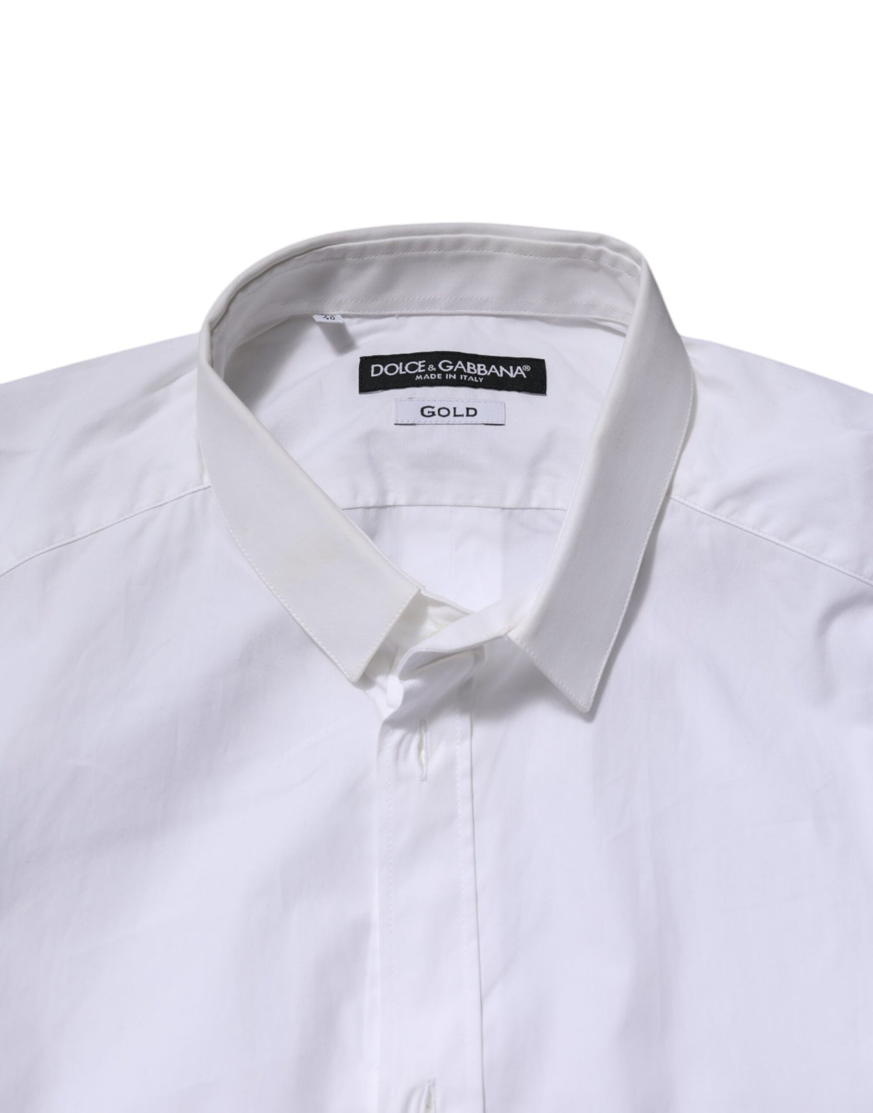 Dolce & Gabbana White GOLD Cotton Long Sleeves Men Formal Shirt