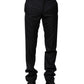 Dolce & Gabbana Black Wool Striped Formal Pants