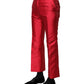 Dolce & Gabbana Red Polyester Cropped Dress Pants