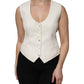 Dolce & Gabbana Ivory Cotton Button Down Sleeveless Vest Top