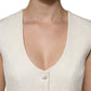 Dolce & Gabbana Ivory Cotton Button Down Sleeveless Vest Top