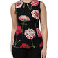 Dolce & Gabbana Black Floral Print Sleeveless Tank Blouse Top