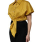 Dolce & Gabbana Mustard Collared Short Sleeves Blouse Top