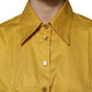 Dolce & Gabbana Mustard Collared Short Sleeves Blouse Top