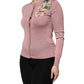 Dolce & Gabbana Pink Silk Knit Button Down Cardigan Sweater