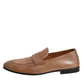 Brunello Cucinelli Brown Leather Loafer Dress Formal Shoes