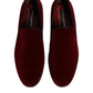 Dolce & Gabbana Red Cotton Velvet Slip On Loafers Formal Shoes
