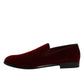 Dolce & Gabbana Red Cotton Velvet Slip On Loafers Formal Shoes