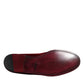 Dolce & Gabbana Red Cotton Velvet Slip On Loafers Formal Shoes