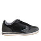 Trussardi Black Gray Lace Up Low Top Casual Sneakers Shoes