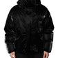 Dolce & Gabbana Black Logo Full Zip Hooded Quilted Jacket