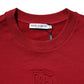 Dolce & Gabbana Red Embossed Logo Cotton Crew Neck Sweater