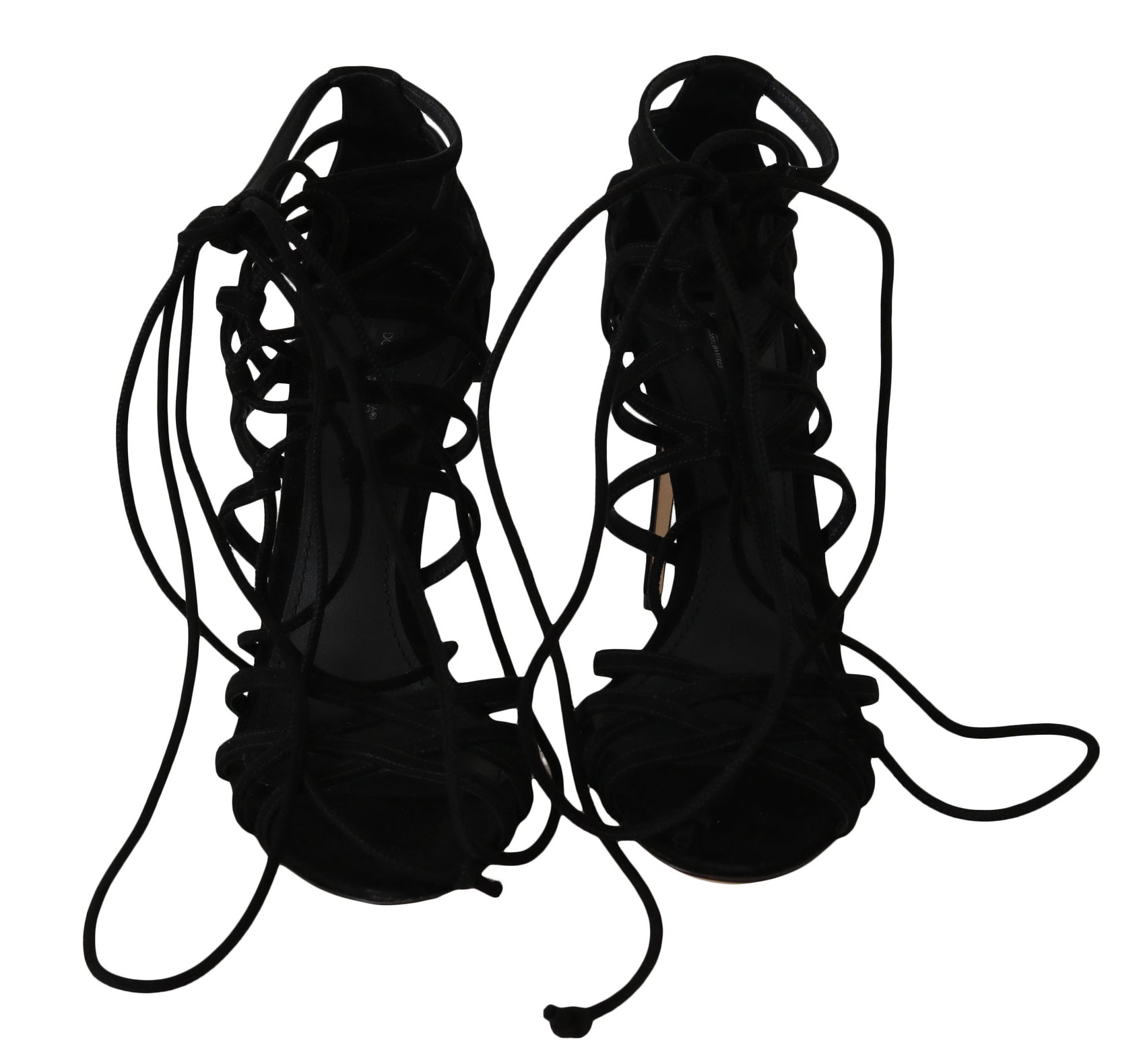 Elegante schwarze Wildleder-Gladiator-Stilettos