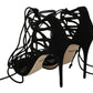 Elegant Black Suede Gladiator Stilettos