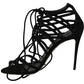 Elegant Black Suede Gladiator Stilettos