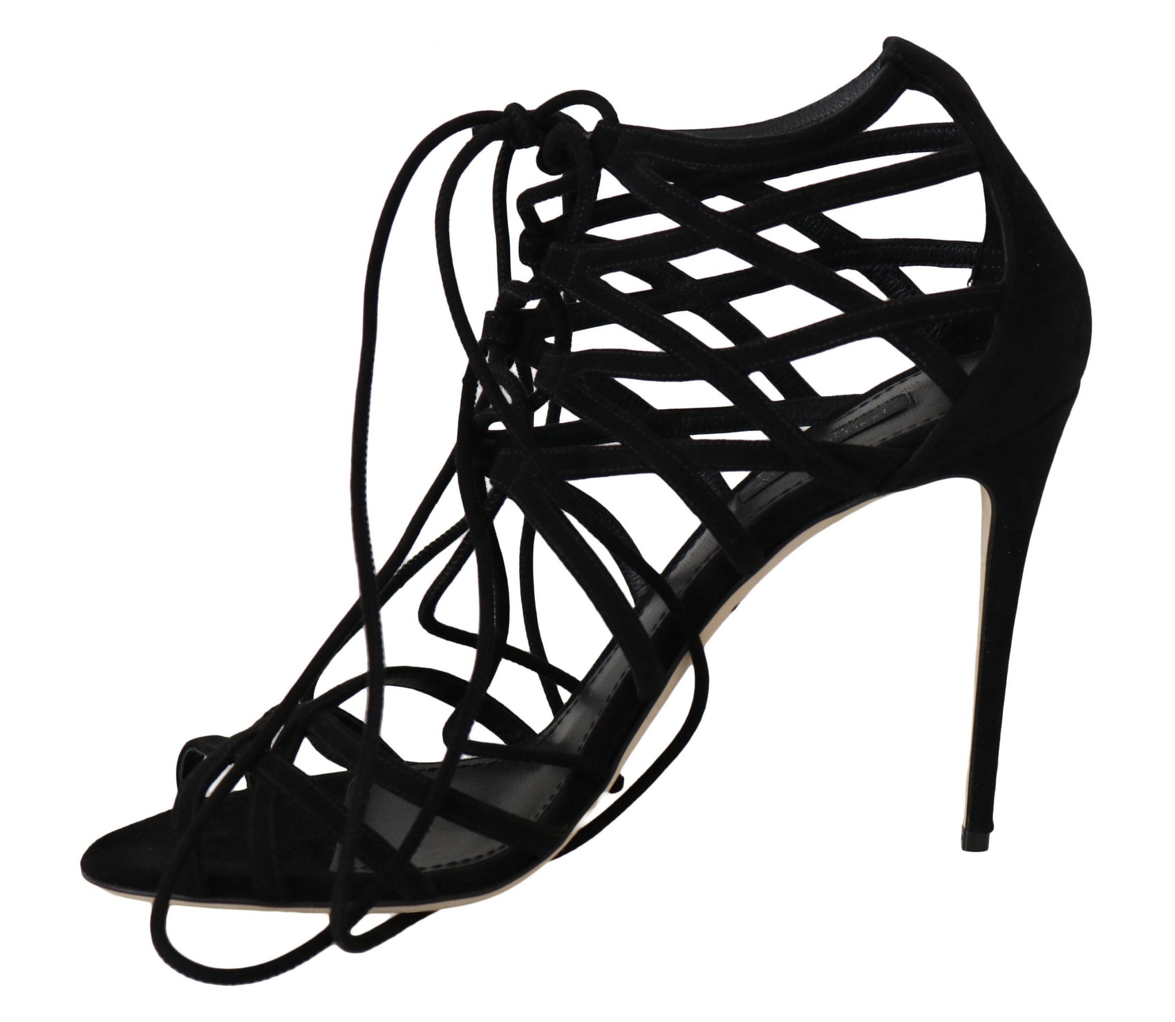 Elegante schwarze Wildleder-Gladiator-Stilettos