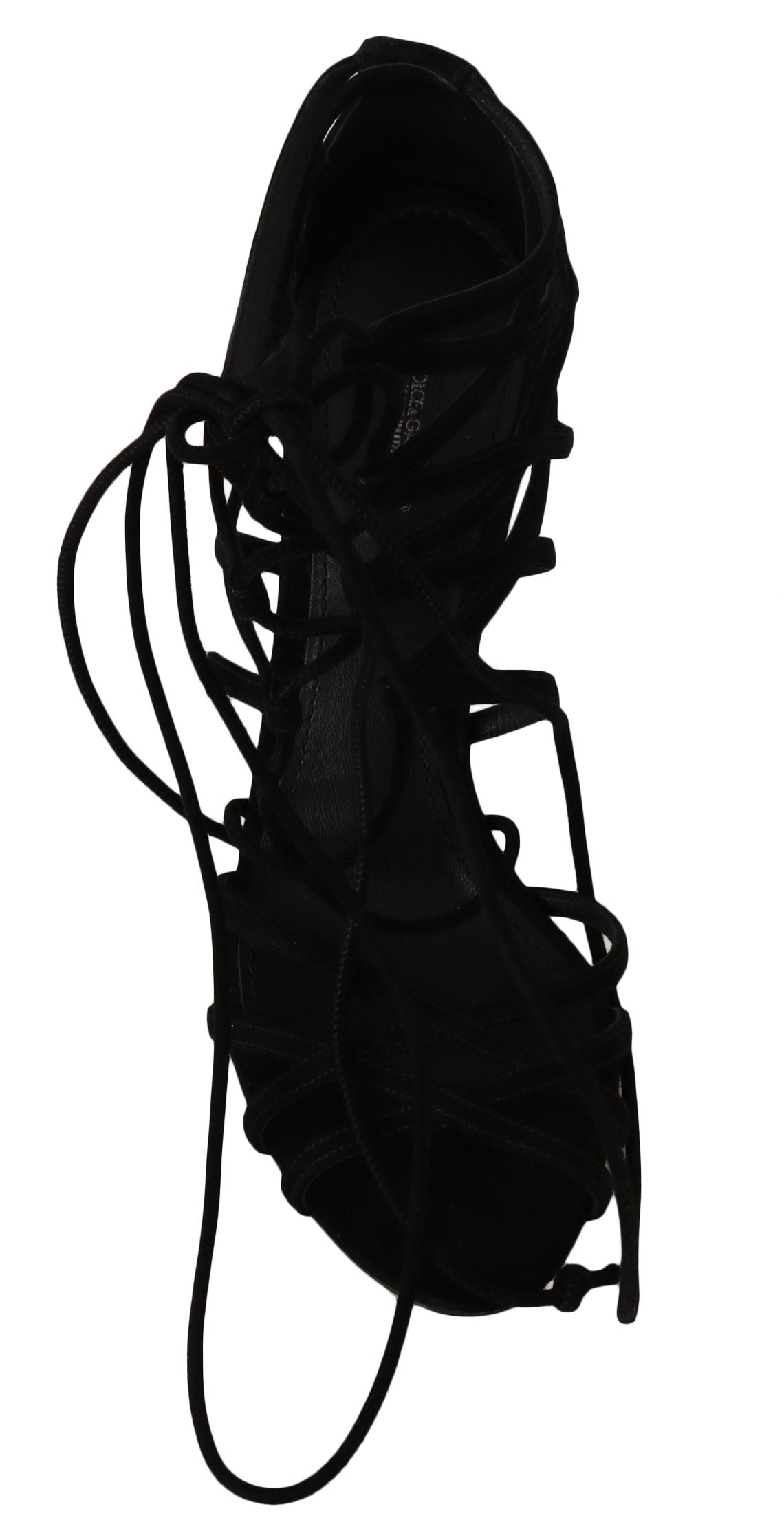Elegante schwarze Wildleder-Gladiator-Stilettos