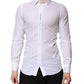 Dolce & Gabbana White Cotton GOLD Long Sleeve Men Dress Shirt