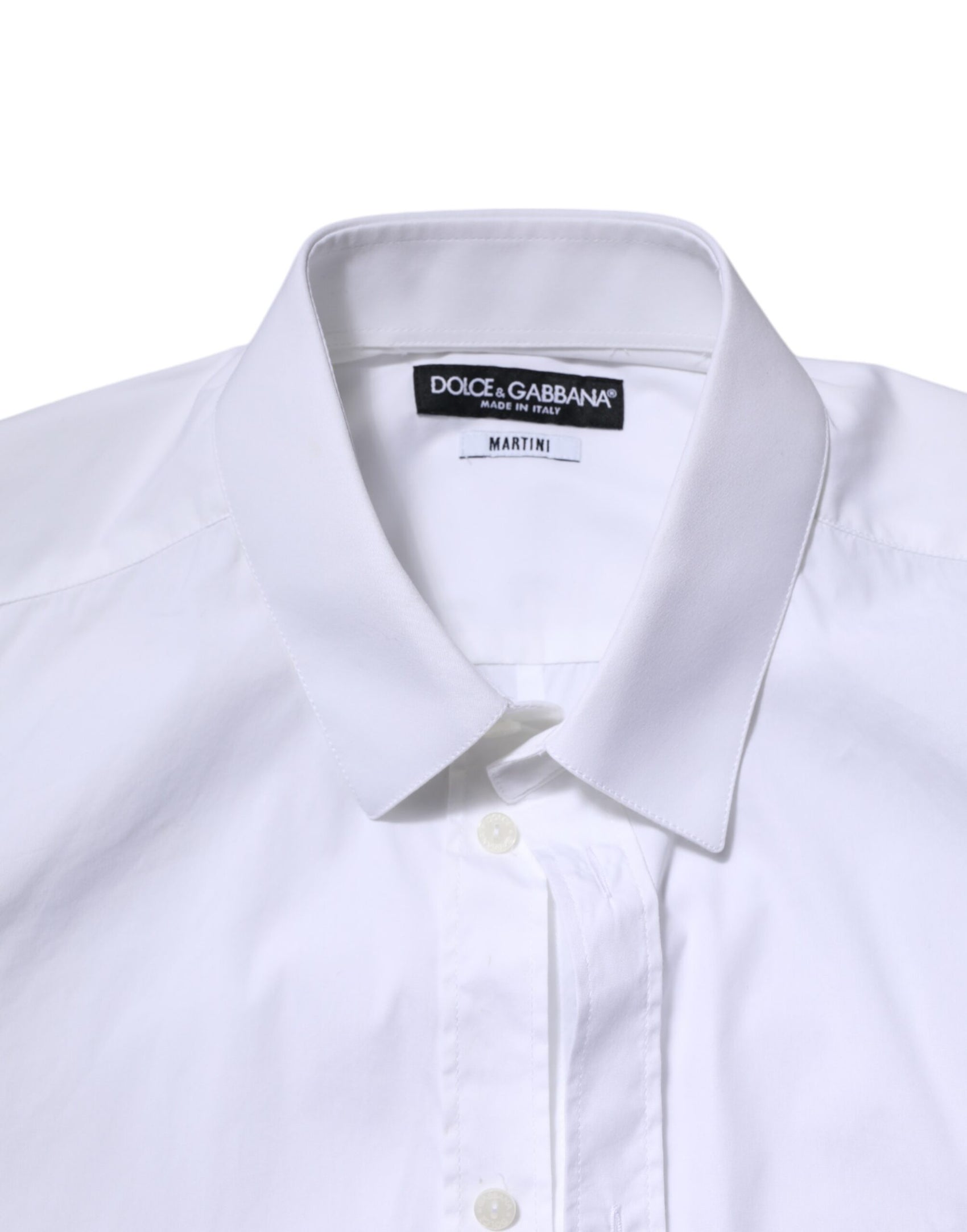 Dolce & Gabbana White Cotton MARTINI Long Sleeve Dress Shirt