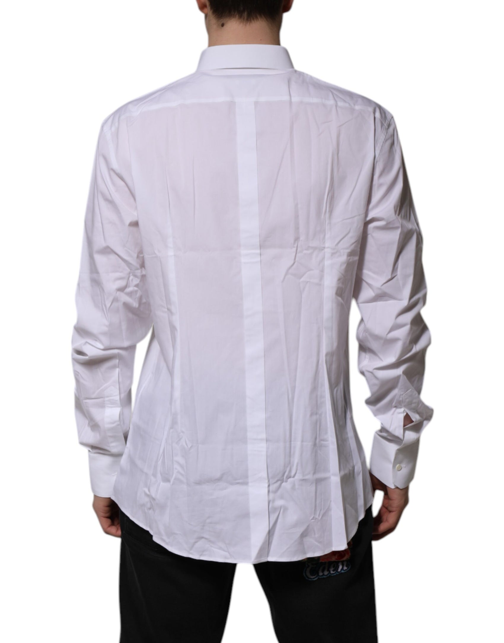 Dolce & Gabbana White Cotton GOLD Long Sleeves Dress Shirt