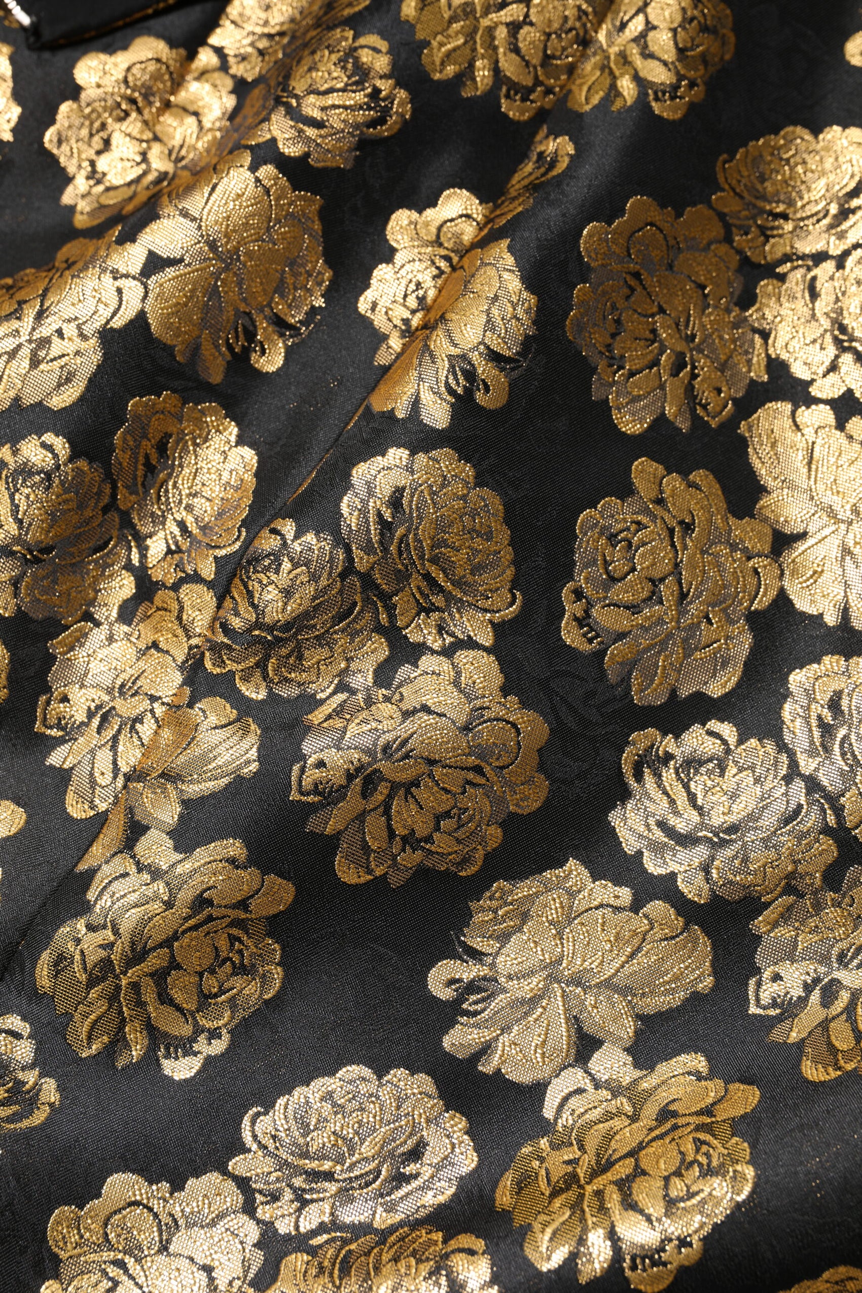 Dolce & Gabbana Black Gold Floral Print Jacquard Mini Skirt