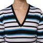 Dolce & Gabbana Multicolor Stripes Long Sleeves V-neck Top