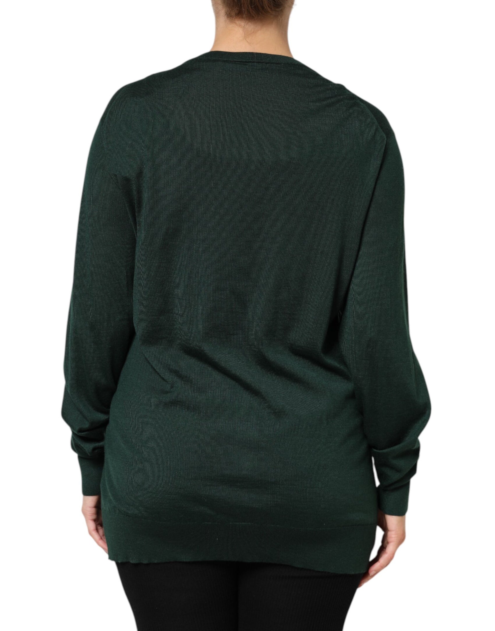 Dolce & Gabbana Dark Green Cashmere Silk Cardigan Sweater