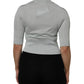 Dolce & Gabbana Light Green Silk Turtleneck 3/4 Sleeves Top