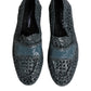 Dolce & Gabbana Blue Woven Leather Slip On Loafers Shoes