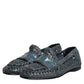 Dolce & Gabbana Blue Woven Leather Slip On Loafers Shoes