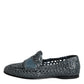 Dolce & Gabbana Blue Woven Leather Slip On Loafers Shoes