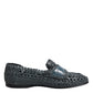 Dolce & Gabbana Blue Woven Leather Slip On Loafers Shoes