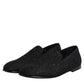 Dolce & Gabbana Black Jacquard Slip On Loafers Formal Shoes