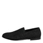 Dolce & Gabbana Black Jacquard Slip On Loafers Formal Shoes