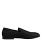 Dolce & Gabbana Black Jacquard Slip On Loafers Formal Shoes