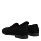 Dolce & Gabbana Black Suede Slip On Loafers Formal Shoes