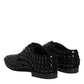 Dolce & Gabbana Black Suede Strass Derby Formal Shoes
