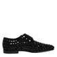 Dolce & Gabbana Black Suede Strass Derby Formal Shoes