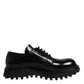 Dolce & Gabbana Black Leather Lace Up Derby Men Dress Shoes
