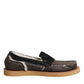 Dolce & Gabbana Brown White Calfskin Leather Loafers Shoes